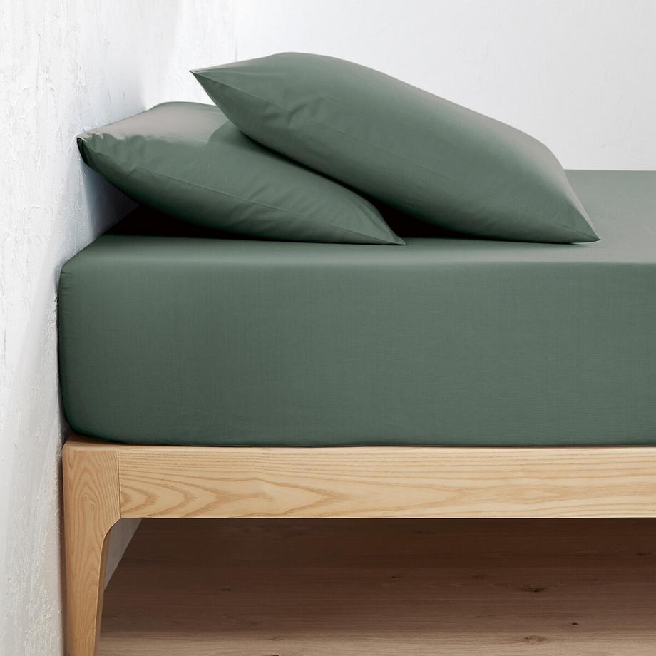 Drap-housse uni en percale de coton bio Scenario