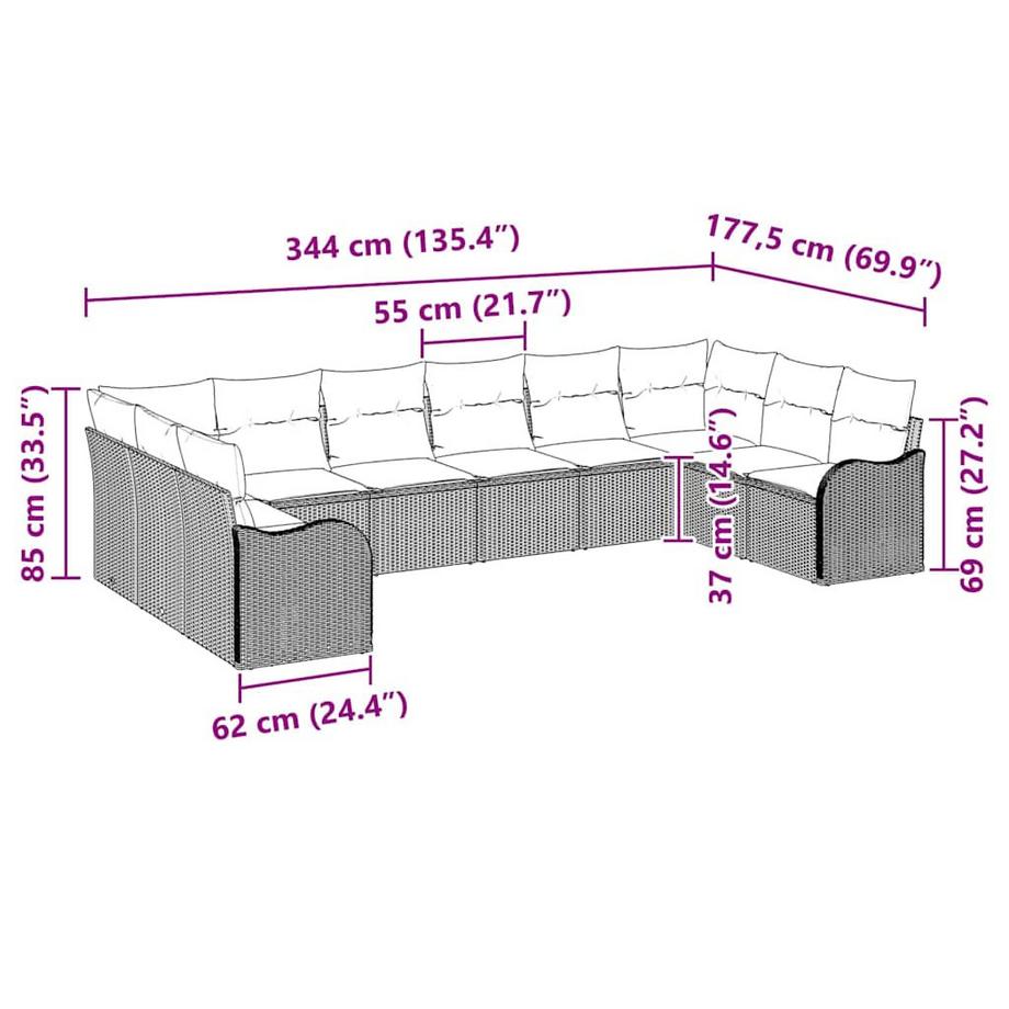 VidaXL Garten-sofa poly-rattan  