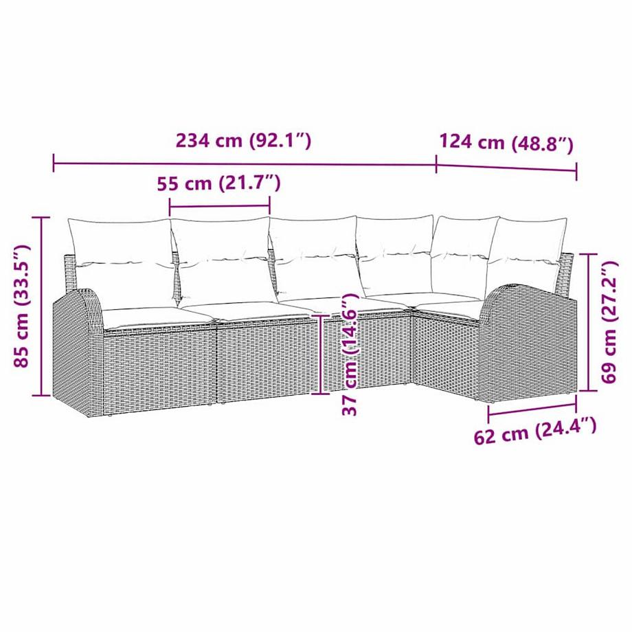 VidaXL Gartensofa poly-rattan  