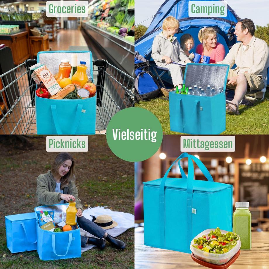 Only-bags.store  2 Stück Einkaufstasche Wiederverwendbare faltbare Kühltasche Einkaufskorb 