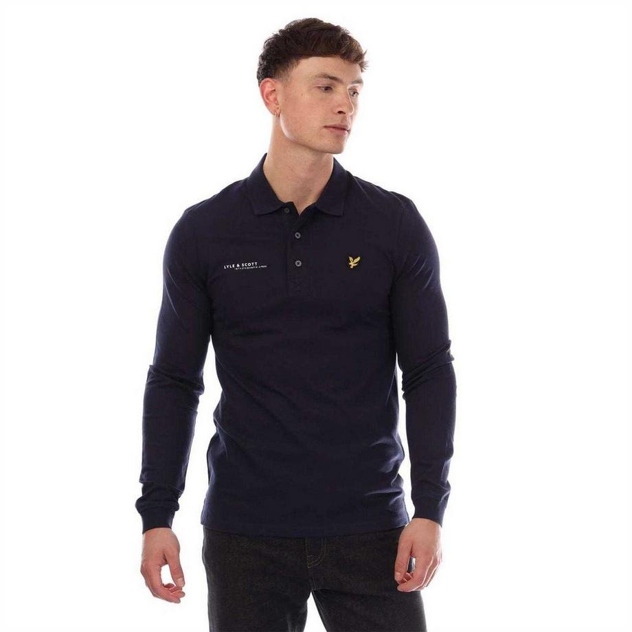 LYLE & SCOTT Maglietta Polo Manica Lunga con Logo Ricamato  