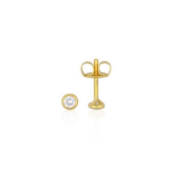 Clous d'oreilles solitaires monture or jaune 750 diamants 0,15ct. 5mm