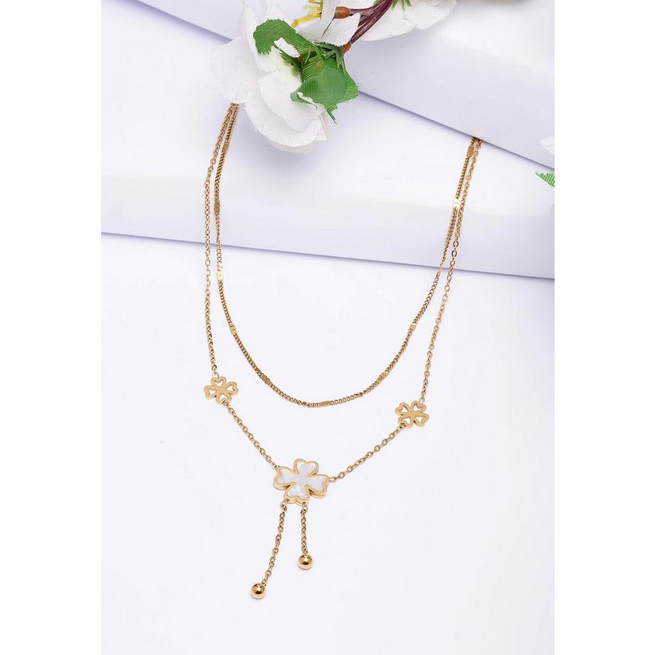 AVANT-GARDE PARIS  Diva Collana a Catena a Doppio Strato Floreale con Nappa 