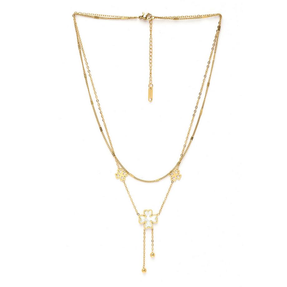 AVANT-GARDE PARIS  Diva Collana a Catena a Doppio Strato Floreale con Nappa 