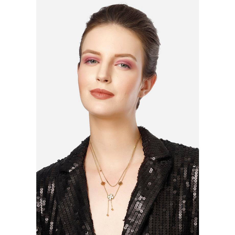 AVANT-GARDE PARIS  Diva Collana a Catena a Doppio Strato Floreale con Nappa 