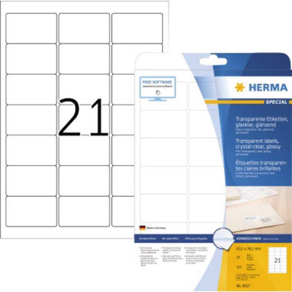 HERMA Folien-Etiketten 63.5 x 38.1 mm Folie, glänzend Transparent 525 St. Permanent haftend Laserdrucker,  