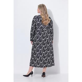 Ulla Popken Maxikleid A-Linie Langarm V-Ausschnitt mit Taschen  