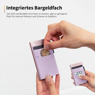 Only-bags.store  Kartenhalter mit Münzfach | Credit Card Holder Slim Wallet | Kartenhalter mit RFID-Geldbörse | Mini-Kreditkartenhalter Modern aus Aluminium 