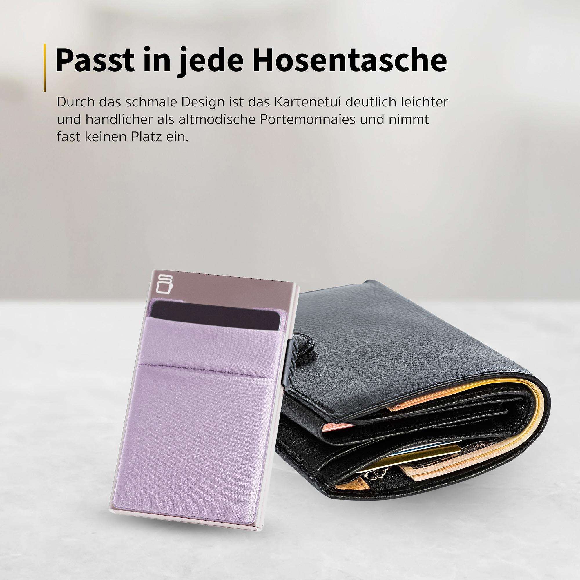 Only-bags.store  Kartenhalter mit Münzfach | Credit Card Holder Slim Wallet | Kartenhalter mit RFID-Geldbörse | Mini-Kreditkartenhalter Modern aus Aluminium 