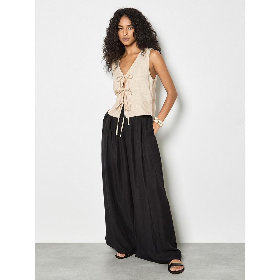 APRICOT Gilet in lino con nodo frontale  