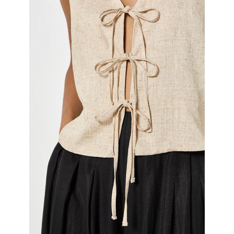APRICOT Gilet in lino con nodo frontale  