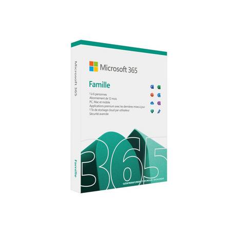 Microsoft  Office 365 Famille (Family) - 6 utilisateurs - 12 mois - PC, Mac, iOS, Android, Chromebook - A télécharger - Livraison rapide 7/7j 