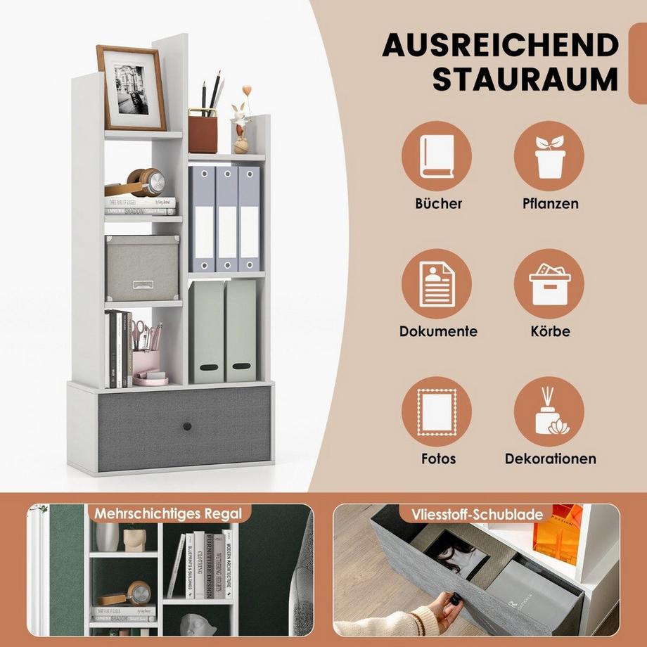 7-stöckiges Bücherregal mit Schublade