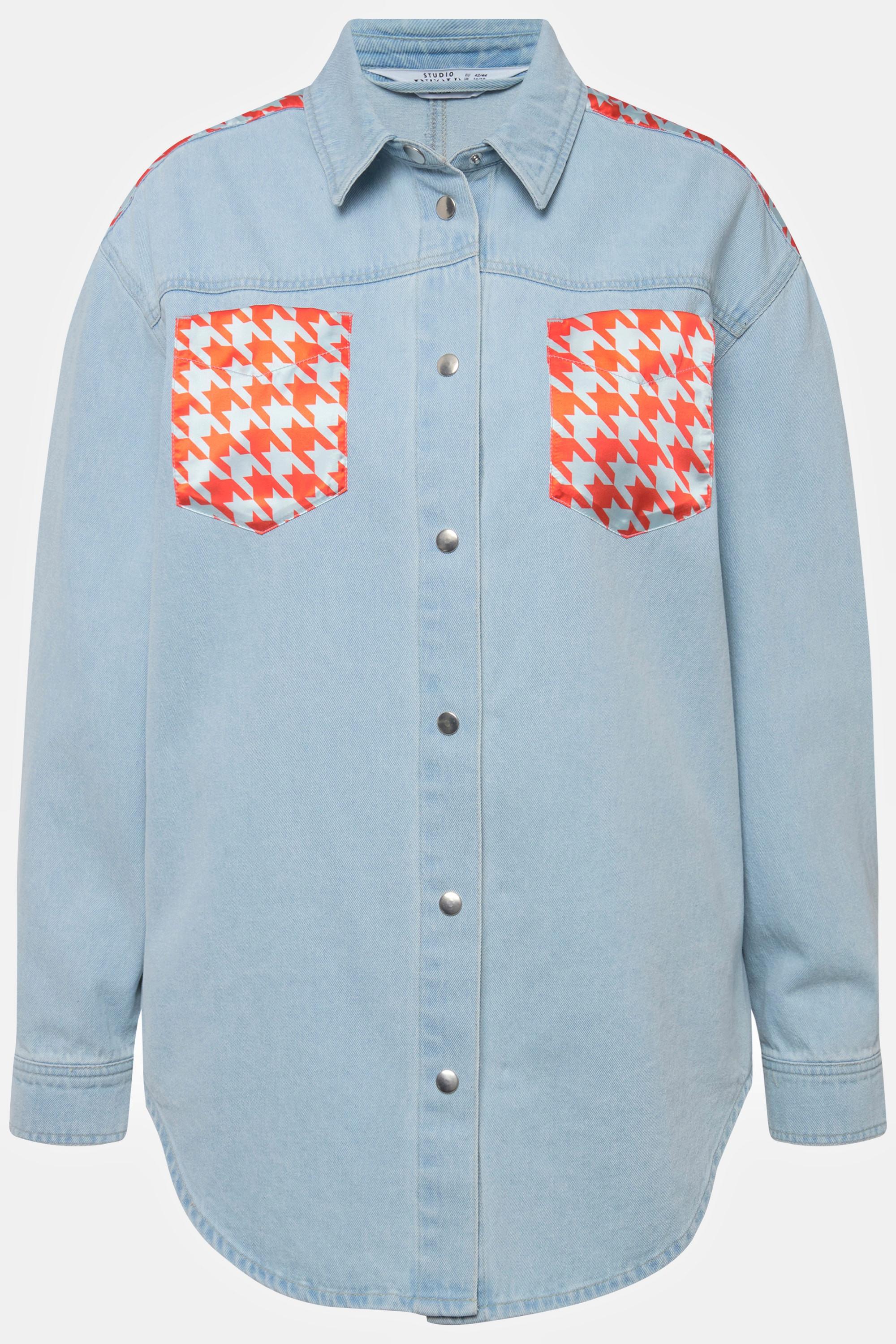 Studio Untold  Chemisier en jean oversized à col de chemise et manches longues, patches 