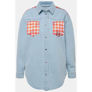 Studio Untold  Chemisier en jean oversized à col de chemise et manches longues, patches 