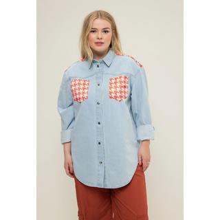 Studio Untold  Chemisier en jean oversized à col de chemise et manches longues, patches 