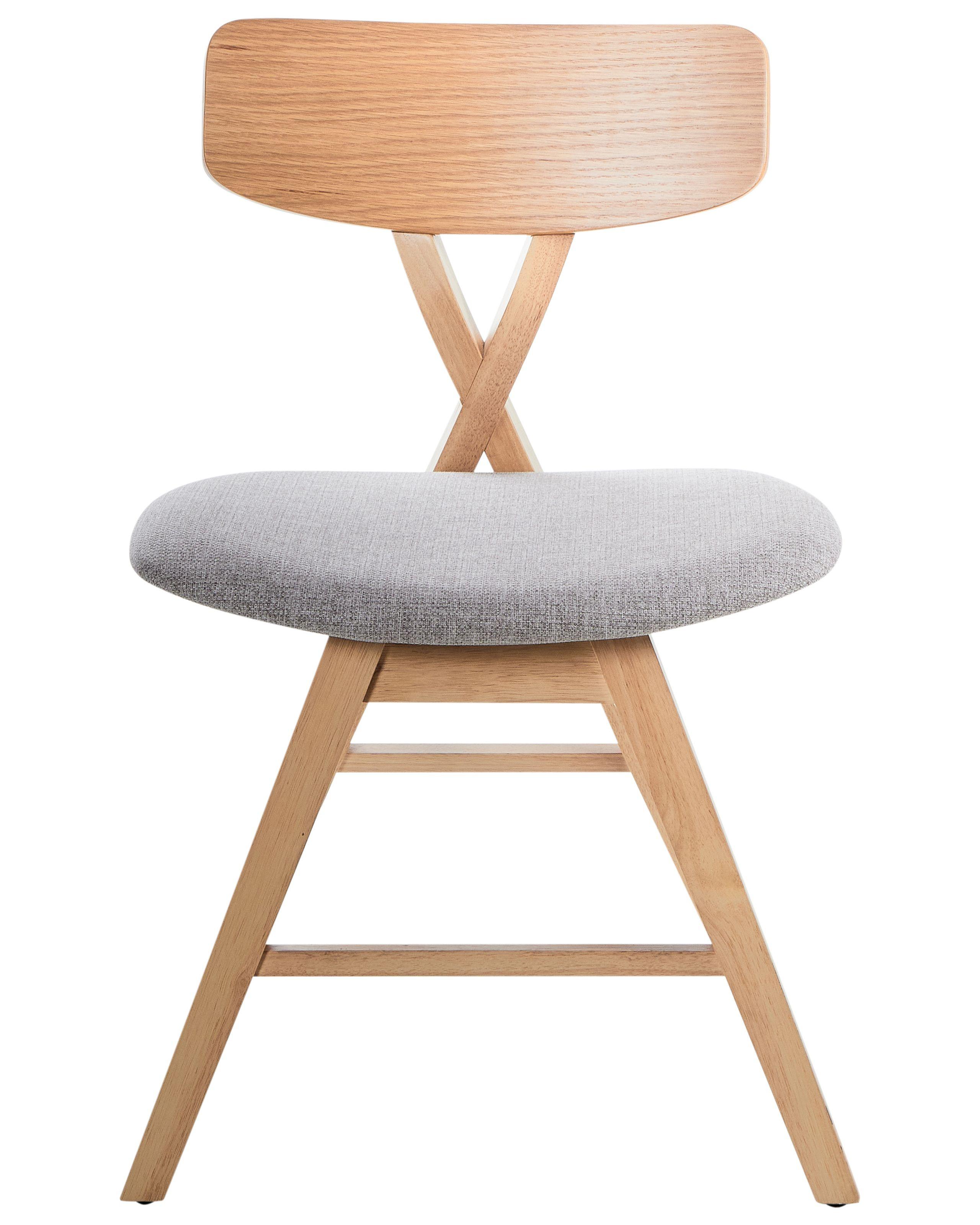 Beliani Esszimmerstuhl 2er Set aus Gummibaumholz Retro LELAND  