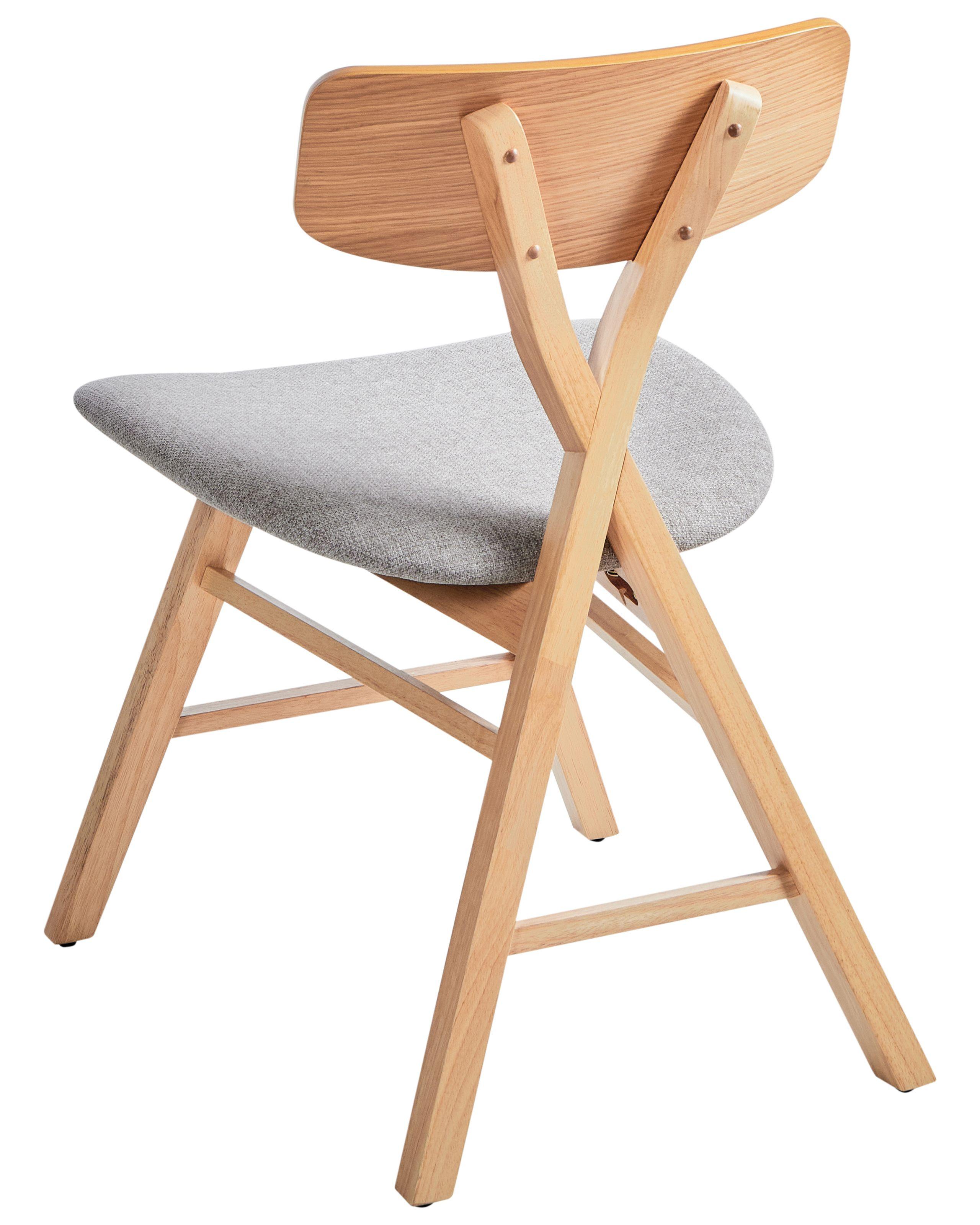 Beliani Esszimmerstuhl 2er Set aus Gummibaumholz Retro LELAND  