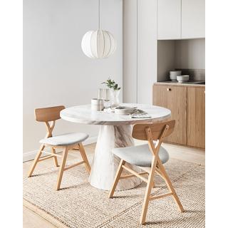 Beliani Esszimmerstuhl 2er Set aus Gummibaumholz Retro LELAND  