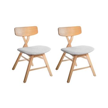 Esszimmerstuhl 2er Set aus Gummibaumholz Retro LELAND