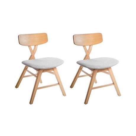 Beliani Esszimmerstuhl 2er Set aus Gummibaumholz Retro LELAND  