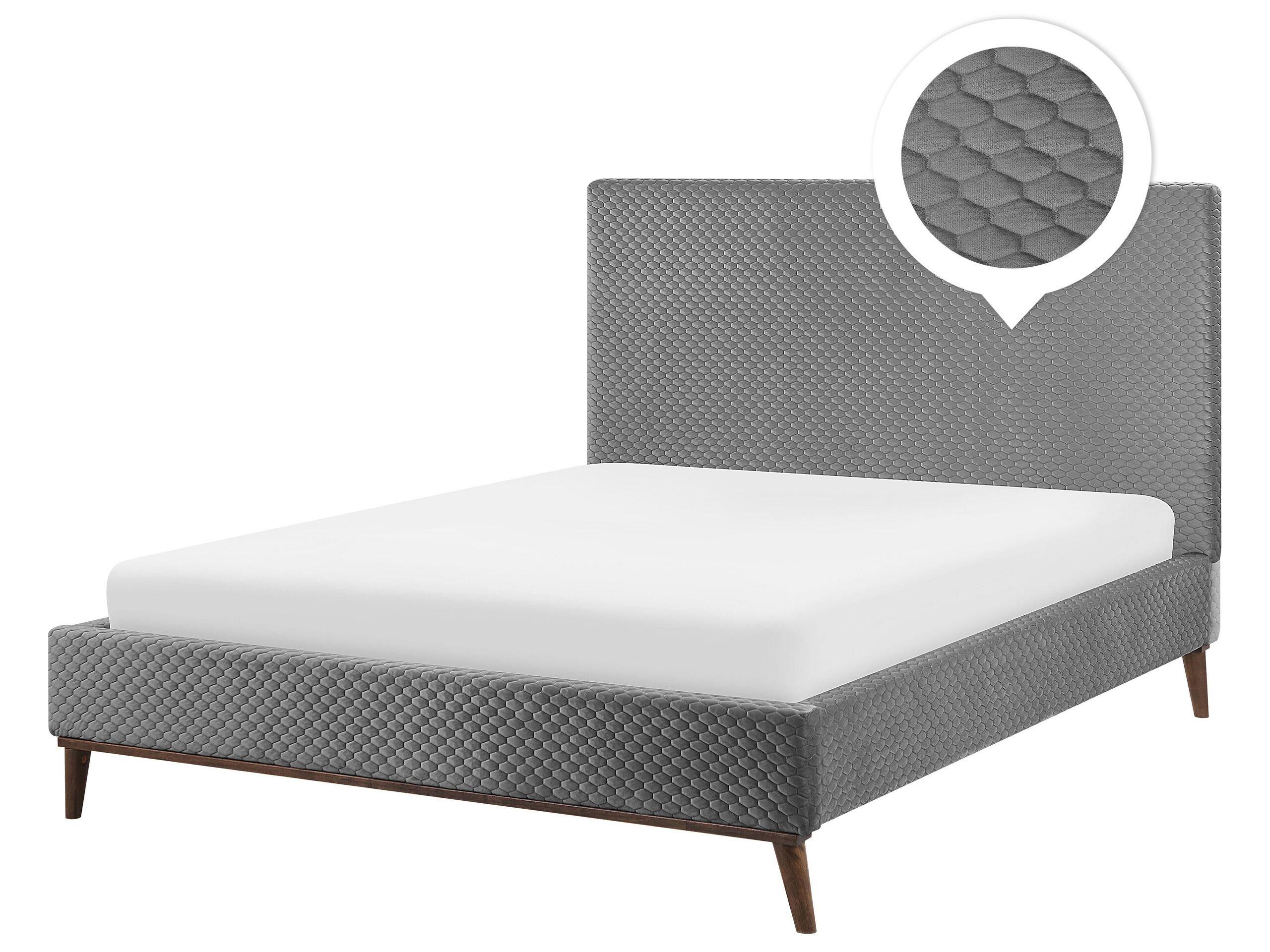 Beliani Letto con rete a doghe en Velluto Glamour BAYONNE  