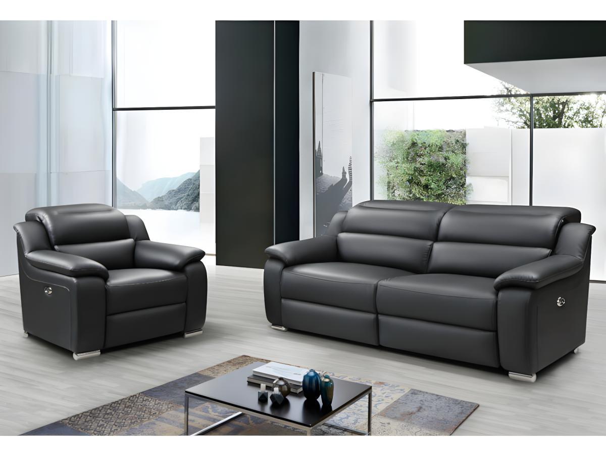 Vente-unique Relaxsofa elektrisch 3Sitzer ARENA III Leder  