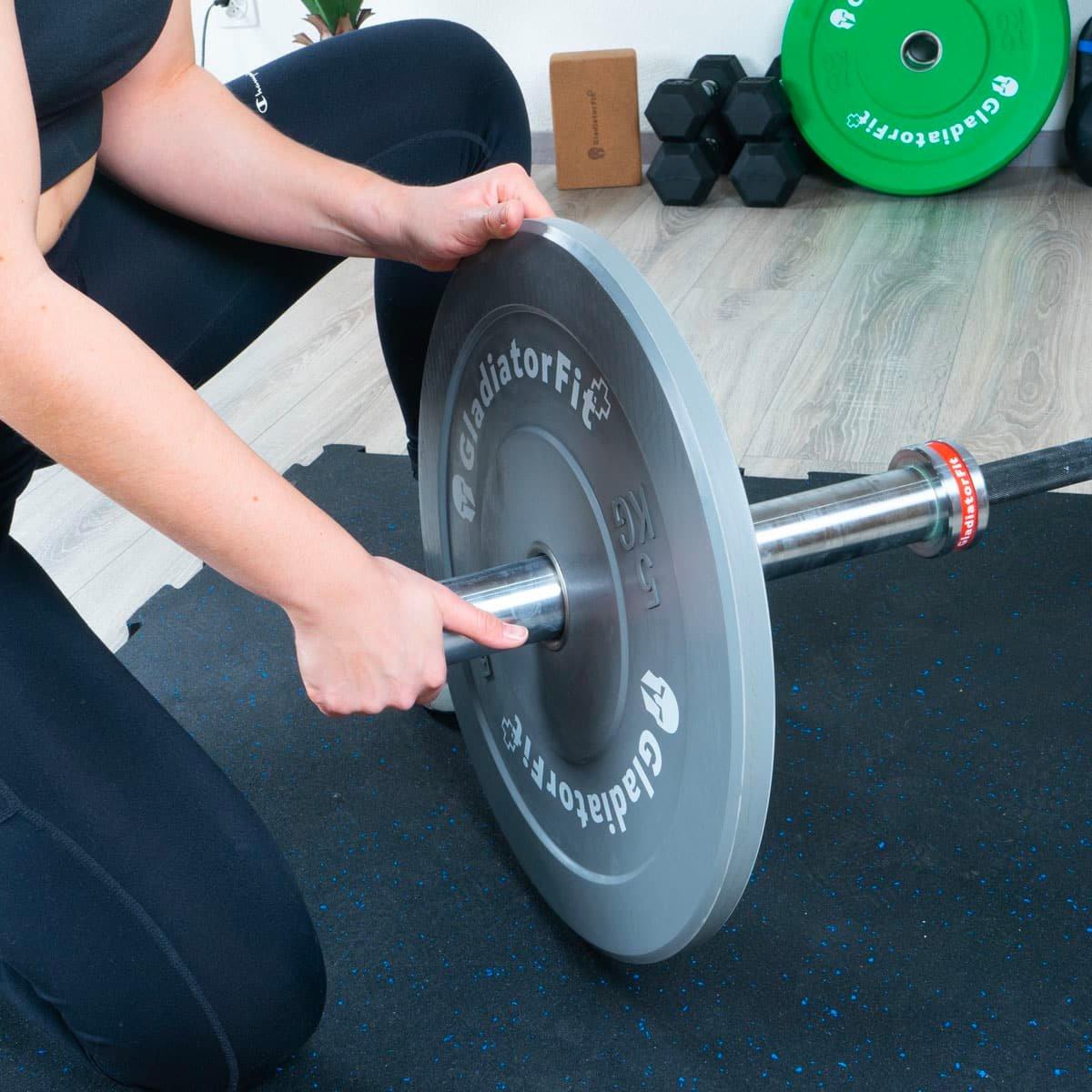 GladiatorFit  Langhantelstange "Barbell" aus Aluminium 220cm Ø 50mm + 2 Scheibenstopper GladiatorFit 