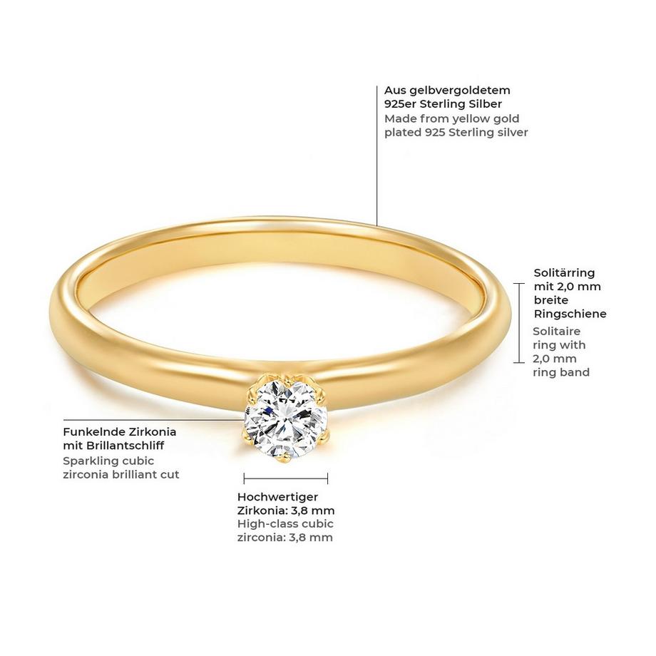 Rafaela Donata  Ring Sterling Silber gelbgold Zirkonia weiß 