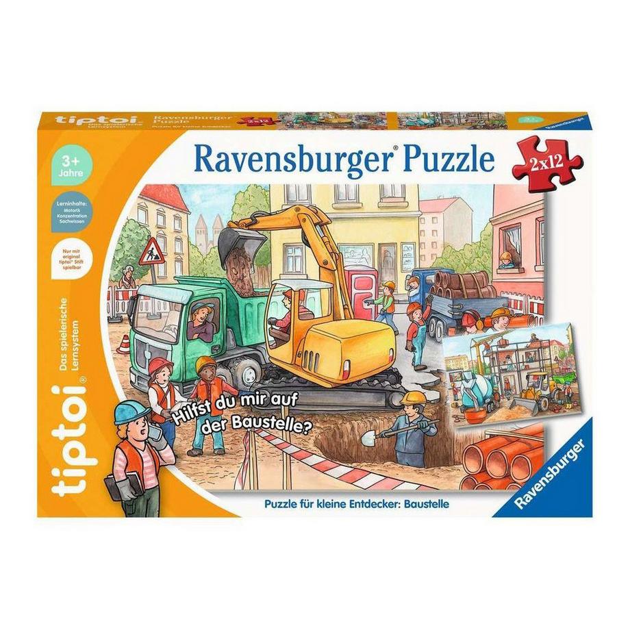 Ravensburger  tiptoi Puzzle für kleine Entdecker: Baustelle (2x12) 