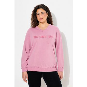 Sweat-Pullover, Schriftzug, V-Ausschnitt, Langarm