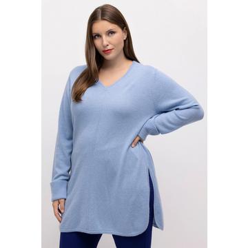 Maglione in un pregiato mix di lane con nervature, scollo a V e maniche lunghe