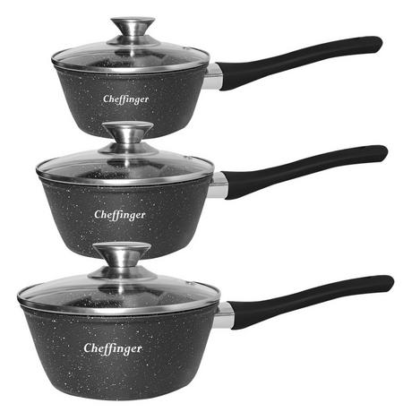 Cheffinger 3 Casseroles Antiadhésifs avec Couvercle  