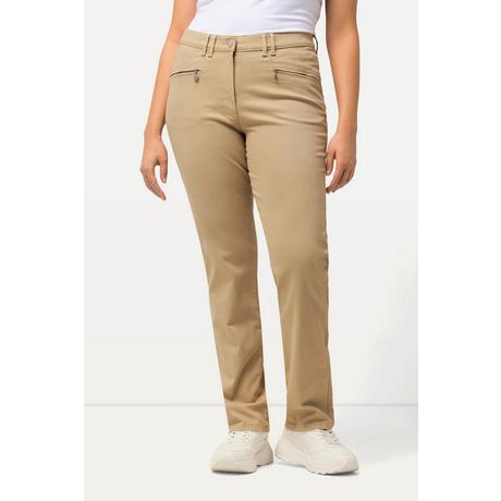 Ulla Popken  Pantalon stretch Mony, jambe légèrement de forme carotte, poches zippées 