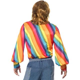 smiffys Camicia a Righe Arcobaleno Maniche Lunghe Anni '70  