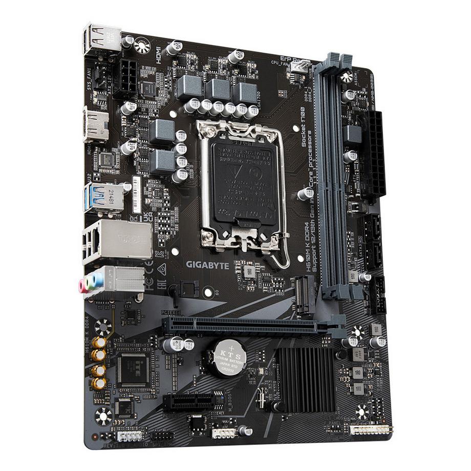 Gigabyte  H610M K DDR4 Mainboard - Unterstützt Intel Core Prozessoren 14th Gen CPUs, 3+1+1 Phases Hybrid Power Design, up to 3200MHz DDR4, 1xPCIe 3.0 M.2, GbE LAN, USB 3.2 Gen 1 