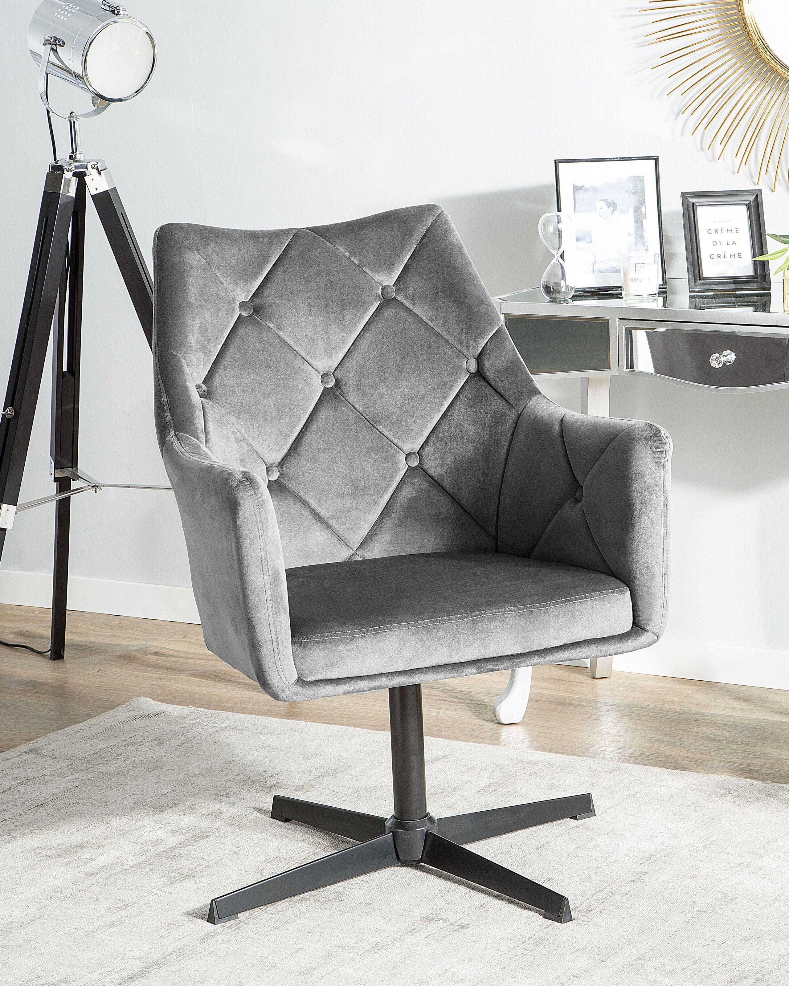 Beliani Fauteuil pivotant en Velours Glamour VAKSALA  