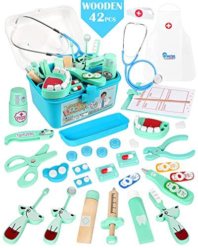 Activity-board  Mallette de médecin en bois pour enfants avec blouse de médecin pour enfants 