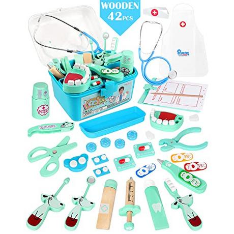 Activity-board  Mallette de médecin en bois pour enfants avec blouse de médecin pour enfants 