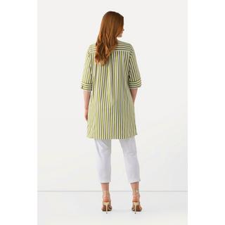 Ulla Popken  Blusa a righe dal taglio lungo e svasato con colletto da camicia e maniche a 3/4 