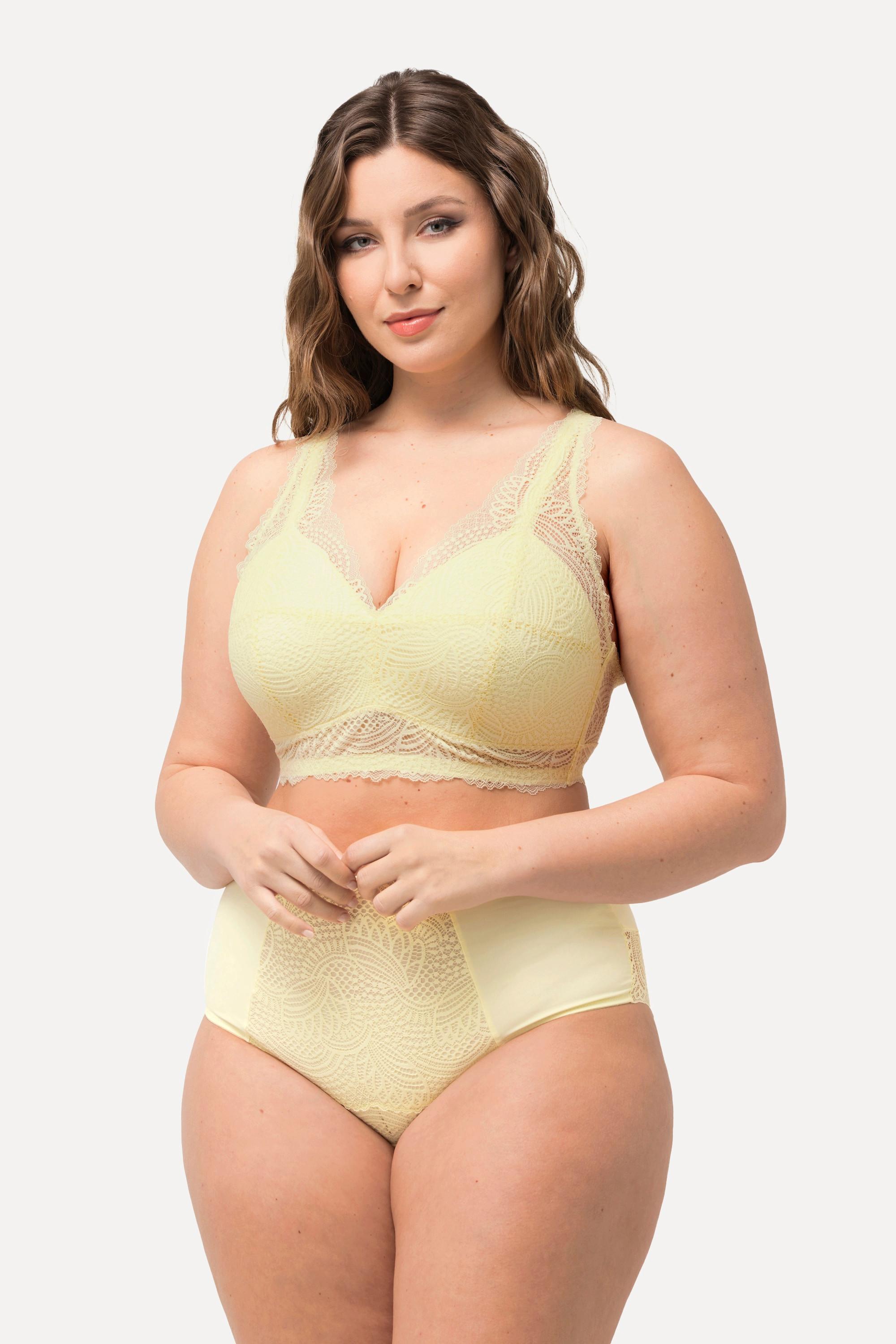 Ulla Popken  Bralette sans armatures, à bonnets souples, avec dentelle - bonnet B-F 