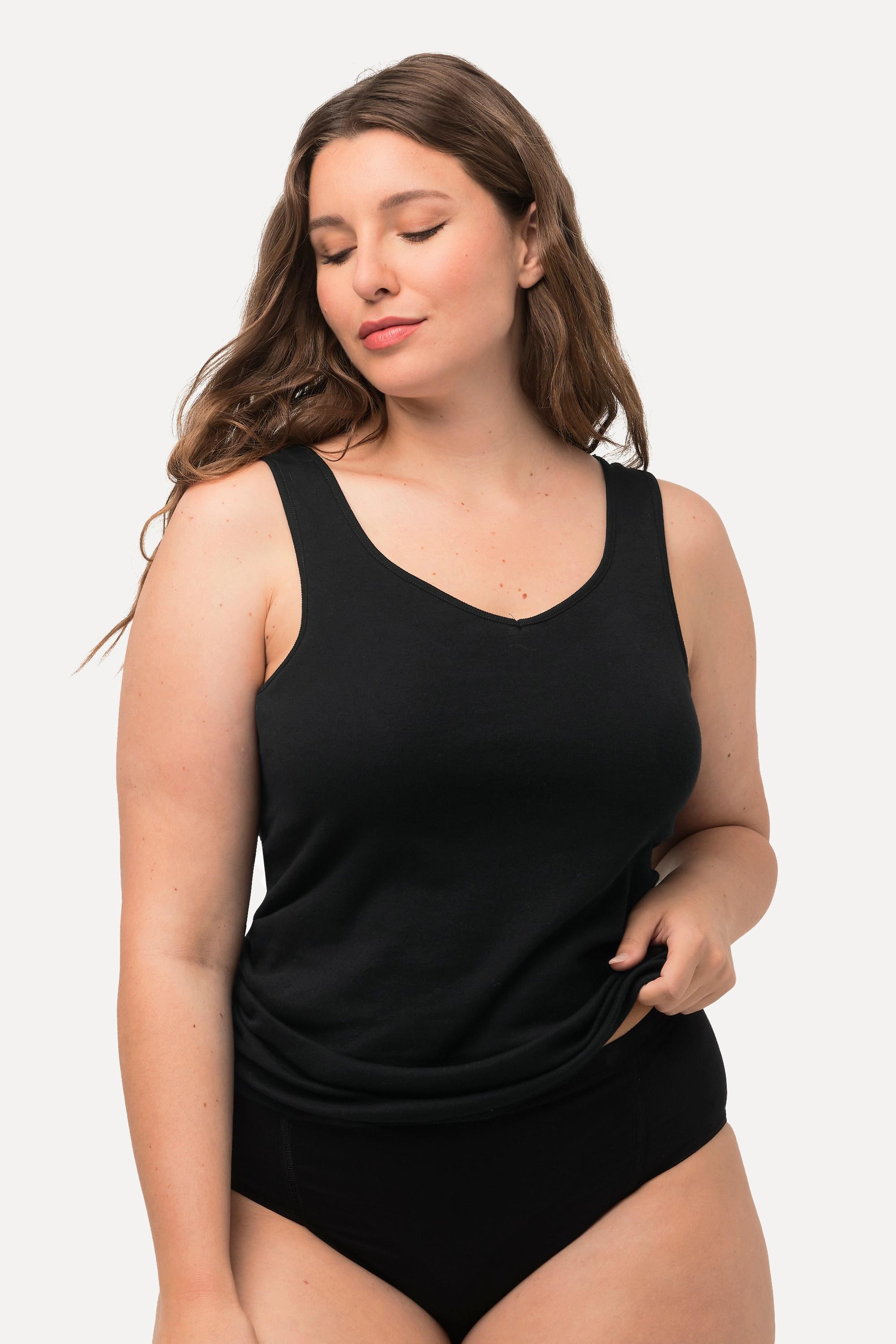 Ulla Popken V-Ausschnitt Baumwolljersey Unterhemd  