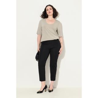 Ulla Popken  Pantaloni a 7/8 con nervature, taglio della gamba aderente e cintura elastica 