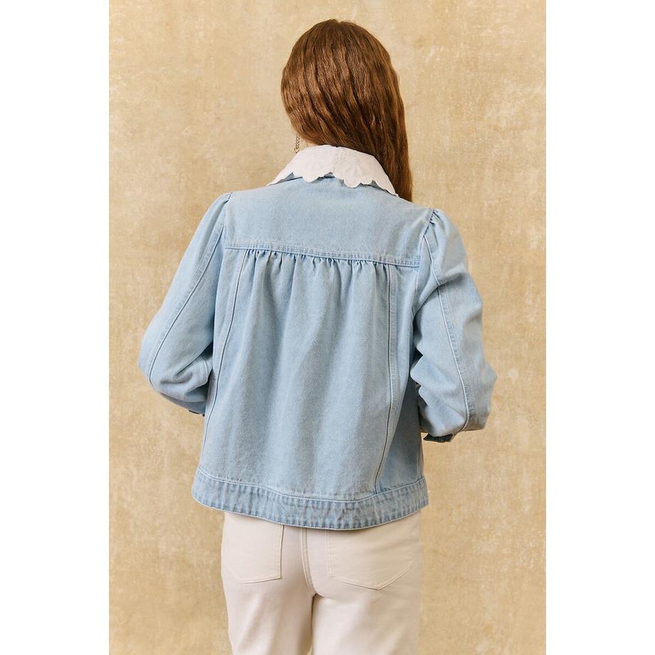 Louise-Misha Veste en denim à col brodé amovible  