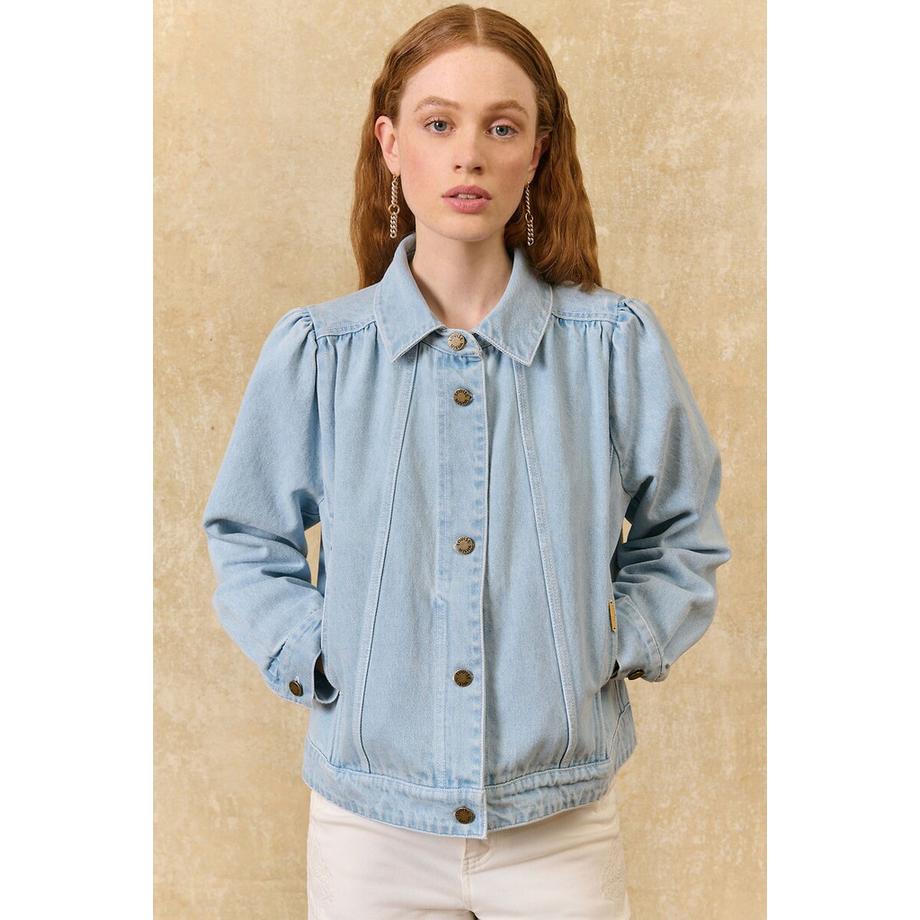 Louise-Misha Veste en denim à col brodé amovible  