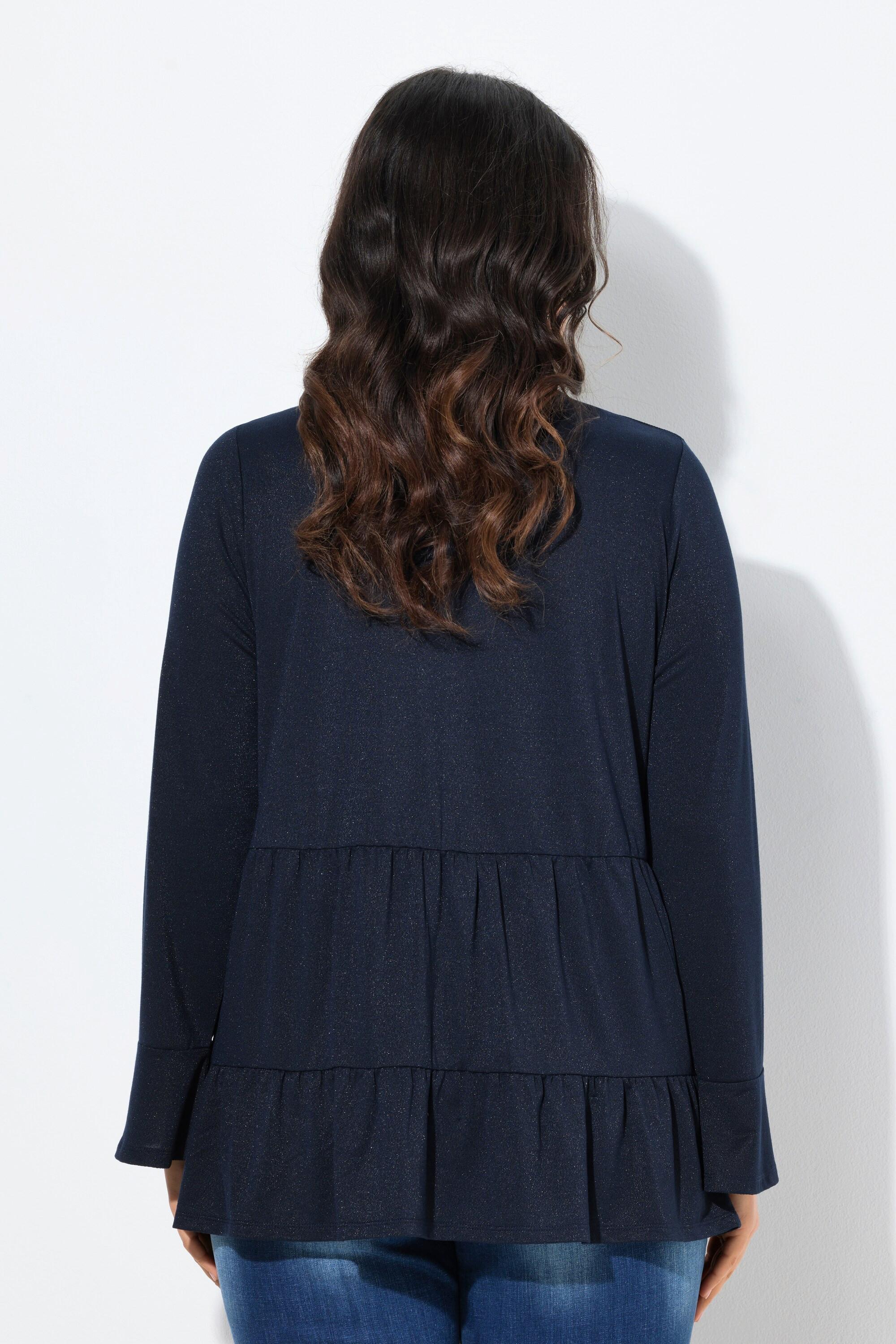 Ulla Popken Maglia Glitter A-line Maniche Lunghe Volant  