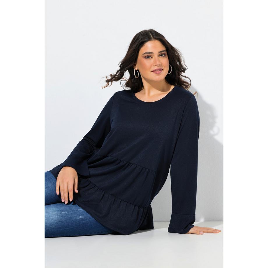 Ulla Popken T-shirt Glitter A-ligne Manches Longues Volants  