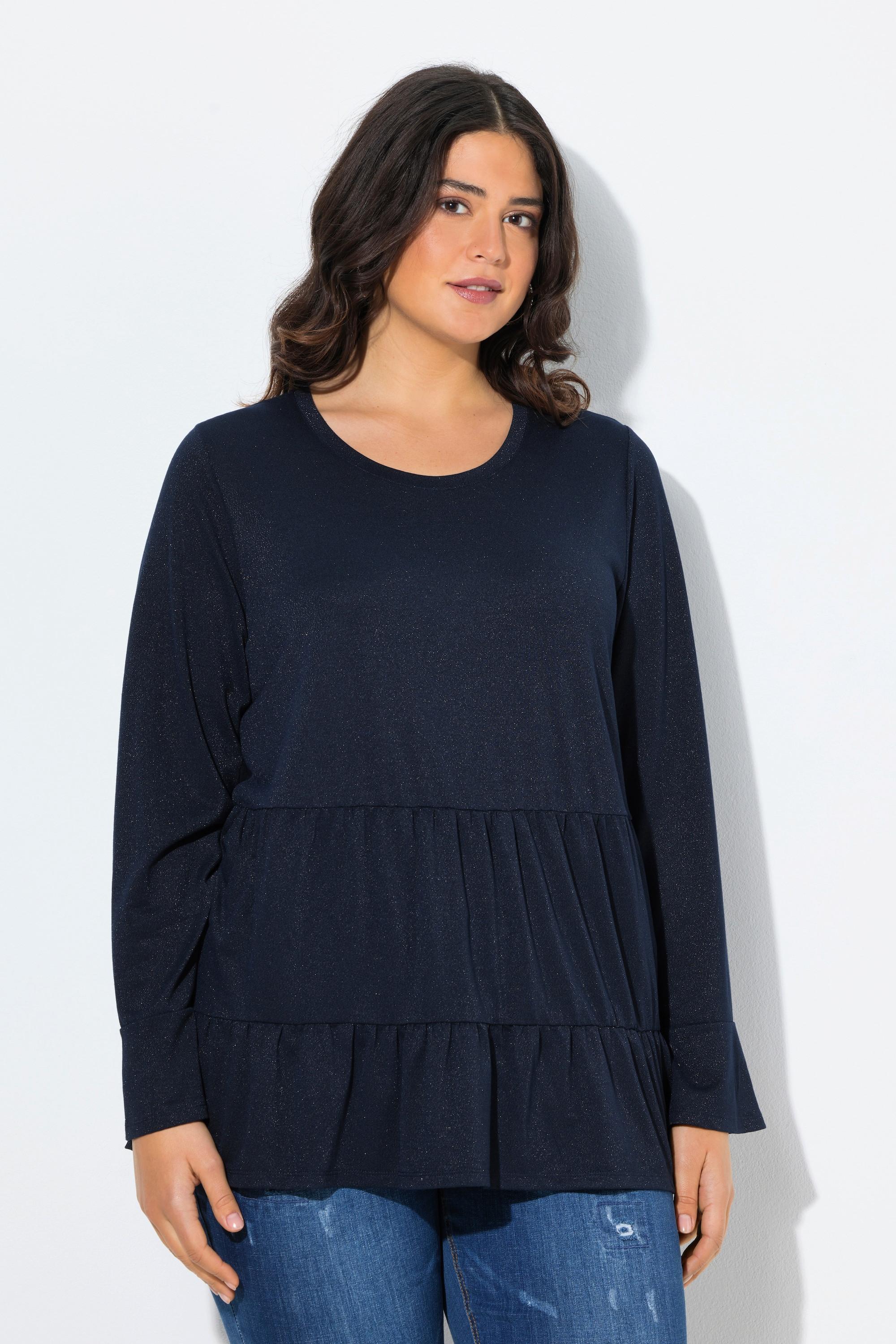 Ulla Popken Maglia Glitter A-line Maniche Lunghe Volant  