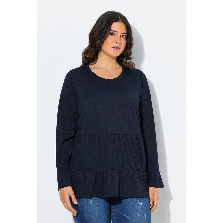 Ulla Popken T-shirt Glitter A-ligne Manches Longues Volants  