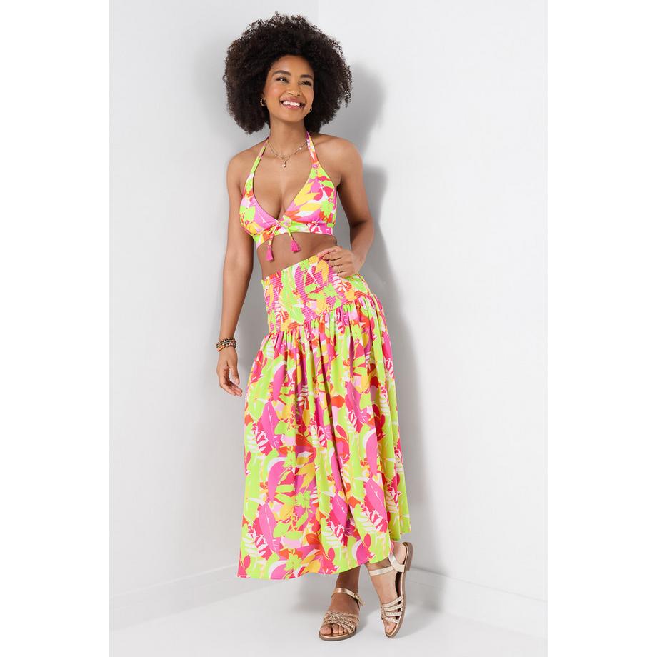 Strandkleid mit Tropenblatt-Print